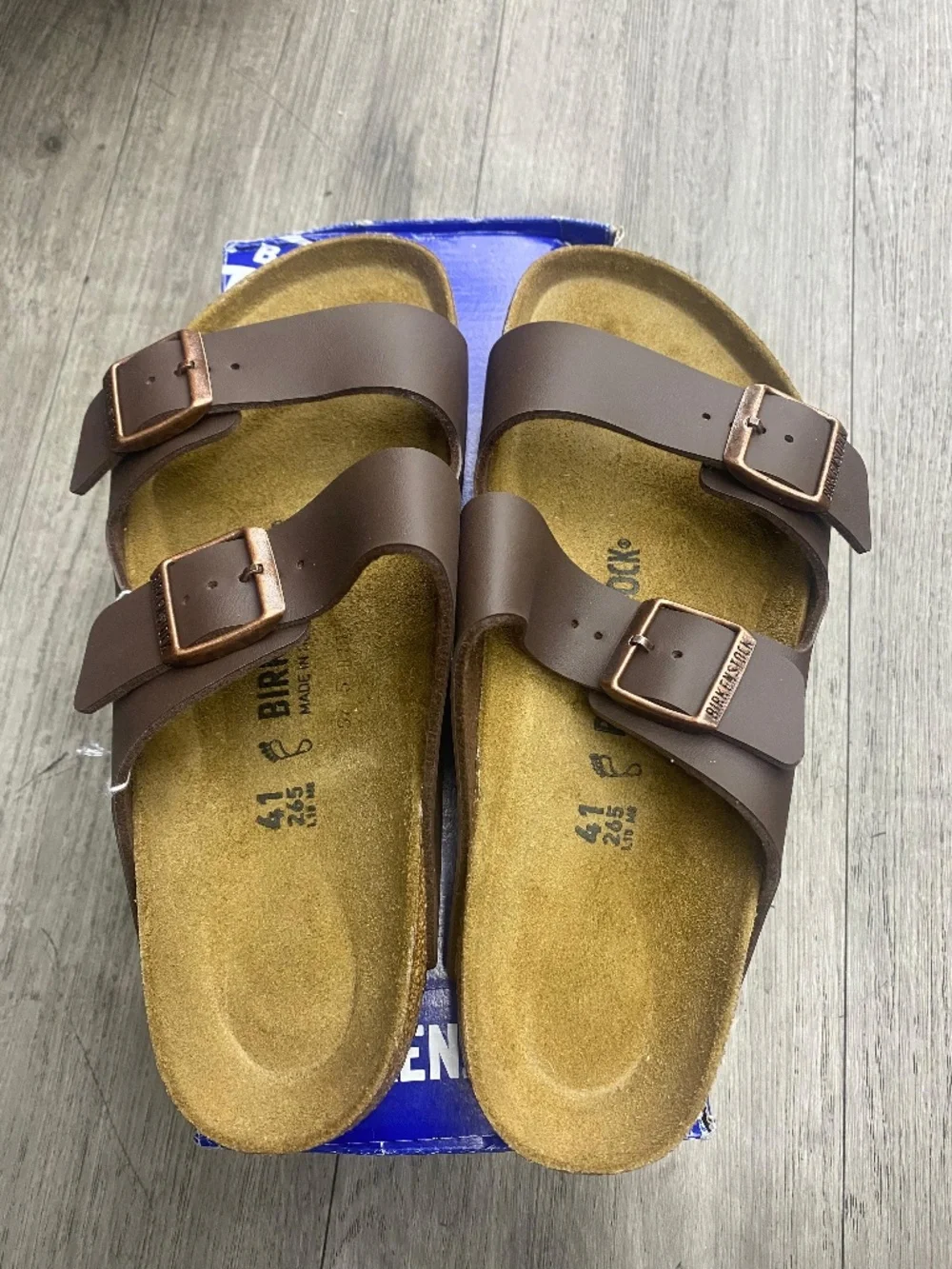Birkenstock Arizona BS Dark Brown Sandals Regular Fit Leather Footbed  Descripti